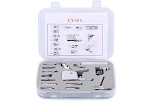 Youngine 15pcs Machine à coudre Presser Kit de pied de marche Professional Snap-On Accessoires de couture à jambe basse pour Brother, Singer, Viking, Janome, Kenmore