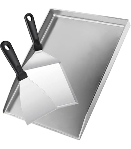 Set De 5 Spatules Inox Pour Plancha Et Barbecue - Acier 304, Manche Plastique, Angle 45°, Lave-vaisselle