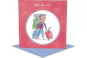 Holy Mackerel Off to Uni card (male), a 15cm square Going to University card featuring Rosie Brooks artwork, blank inside for your message, made in the UK