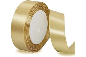 IMSOLDECOR Satinbands Gold 25mm Breit, 23 Meters Geschenkband Gold Schleifenband für Geschenkverpackungen, DIY-Basteleien, Blumensträuße, Nähprojekte, Schleifenherstellung, Geburtstags- und Hochzeitsdekorationen