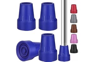 Yasdyri 4 Stück Krücken Gummi, 1.9cm Gehstock Gummipuffer, Gehstockkappen aus Gummi, Rutschfeste Gummifüße mit Metalleinsatz (blau)