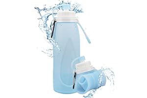 OdiuK Faltbare Trinkflasche Silikon Wasserflasche mit Filter 500ml Fahrrad Trinkflasche, Soft Flask Wasserflasche BPA Frei Sportflasche für Fahrrad Wandern Fitness Camping (Hellblau)