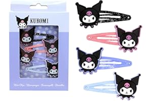 JOYTOY Joy Toy Kuromi Lot de 4 barrettes à cheveux dans un coffret cadeau 9 x 1,5 x 14 cm