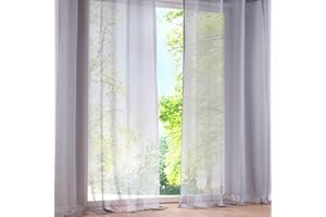 SIMPVALE 2 Pcs Voile Rideaux Transparent à Passant Rideaux Fenêtre Balcon en Tulle Largeur 140cm (140_x_270_cm, Gris)