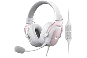 Redragon H510 Zeus Gaming-Headset mit Kabel - 7.1 Surround-Sound - Bezug aus atmungsaktivem Stoff - 53MM-Treiber - Abnehmbares Mikrofon - Immersionskopfhörer für PC/PS4/Xbox One/NS - Rosa & Weiß
