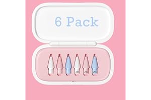 WILBEVA 6 punte di ricambio per Apple Pencil 1/2/Pro Generation, punte di ricambio ad alta sensibilità e controllo preciso penna/pennino capacitivo Nib per iPad Pencil (A-6 pezzi con scatola rosa)