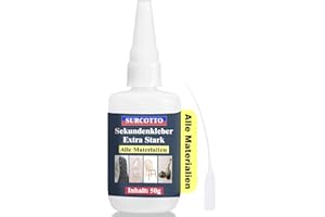 SURCOTTO Klej błyskawiczny 50 g, super mocny, super mocny klej do wszystkiego, do tworzyw sztucznych, do butów, do użytku z plastiku, tektury, szkła, drewna, kamienia, metalu i wielu innych - Końcówka