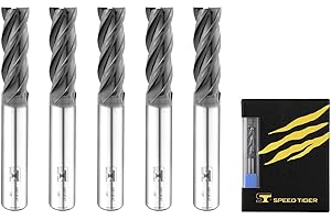 SPEED TIGER ISE Carbide Square End Mill - Micro Grain Carbide End Mill for Alloy Steels/Hardened Steels - 4 Flute - ISE1/8"4T - Made in Taiwan (5 Pieces, 1/8")