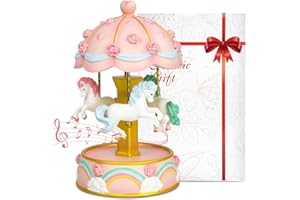 Saeifin U R My Sunshine Carousel Horse Music Box Gifts,Color Changing LED Lights Musical Carousel for Girls Women Mom Daughter,Christmas Anniversary Valentines Day Present Birthday Gifts (Pink)