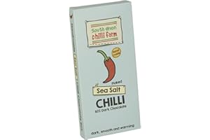 South Devon Chilli Farm Flaked Sea Salt Chilli Chocolate - Delicious 60% Dark Belgian Chocolate Combined With Homegrown Chillies - Dark, Smooth & Warming - Gift Present for Him or Her - 80g Bar