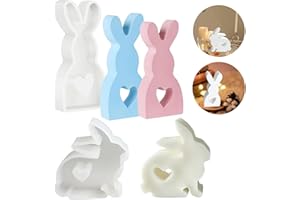 DONGZQAN 3D Osterhase Silikonform Kerzenhalter, Kaninchen Gießformen Silikon, Silikonform Hase, Silikonform Ostern, 3D Kreative Silikonform für Kerzenherstellung(2 Stück)