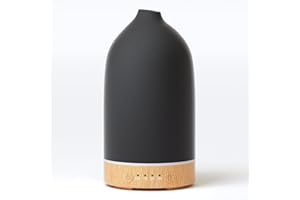 SALUBRITO Ceramiczny dyfuzor zapachowy, czarny dyfuzor do olejków eterycznych, ultradźwiękowy dyfuzor olejków zapachowych, dyfuzor do aromaterapii, do olejków zapachowych