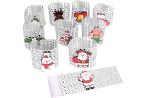 PVEATH Anelli Portatovagliolo Portatovaglioli natalizi Portatovaglioli di Babbo Natale Portarotoli 10 pezzi Anelli portatovaglioli diamante argento/rosso Fibbie per decorazioni natalizie da tavola Silver