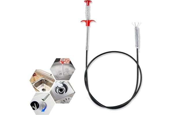 Déboucheur de canalisation flexible et puissant, 160 cm Déboucheur d'évier Déboucheur d'évier Serpent Grabber Spring Drain Hair Remover Outil pour évier de cuisine, salle de bain, baignoire (noir)