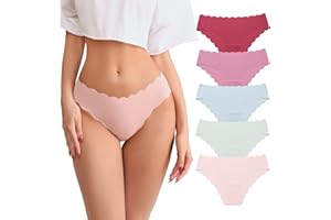 SHARICCA Bielizna damska, bezszwowe majtki, rozciągliwe, hipsterskie, brazylijskie, niewidoczne, miękkie majtki, paski, bikini, majtki dla kobiet, 5 sztuk