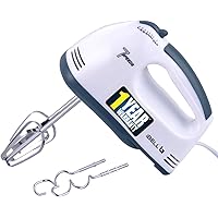 iBELL WHITES03 Hand Mixer Beater Blender Electric Cream Maker for Cakes with Base 7 Speed Control and 2 Stainless Steel…