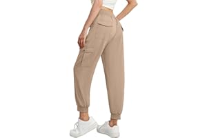 GRECERELLE Damskie spodnie do biegania, cargo, letnie, sportowe, rekreacyjne, spodnie treningowe dla kobiet, z elastyczną talią, ściągaczami na kostkach i 6 kieszeniami