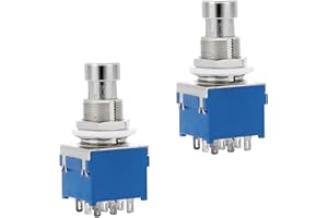 Pxyelec 2pcs 9 Pin 3PDT Guitar Effects Pedal Box Stomp Foot Metal Switch True Bypass