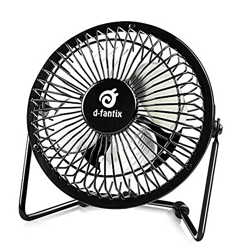 D-FantiX Mini Schreibtisch Ventilatoren, Retro Antique Metal Tisch Lüfter USB Powered Kleine Personal Fan für Haus, Büro, Schwarz (4 ZOLL)