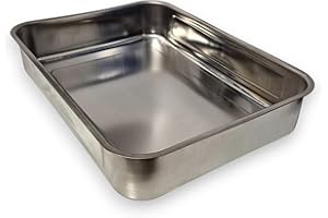 ÜREL Stainless Steel Multipurpose Baking Tray – Large Rectangular Pan for Yoghurt, Roasting & Oven Cooking (36.5 x 26.5 x 6.5 cm / 14.4"x10.4"x2.6"), 304 (18/10) Grade, Dishwasher Safe