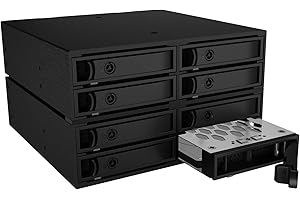 ICY BOX IB-2281MSK 8-Way Backplane for 8x 2.5 Inch HDD/SSD in 2x 5.25 Inch SATA III/SAS II, Support System, 2x Fans, Fully Metal, Lockable