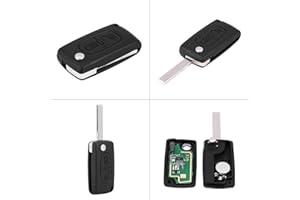 YMIKO 2 Tasten Auto Schlüssel Fob, Fernbedienung Autoschlüssel Klappschlüssel ID46 433MHz mit Ungeschnittener Klinge Kompatibel für Peugeot 207 307 308 407 807