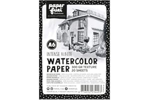 Paperfuel Papier Aquarelle, A6, Blanc, 300 g/m², Qualité d'artiste, Surface Texturé, 20 Feuilles pour Peindre, Handlettering, Projets d'art et Plus, White, Taille unique