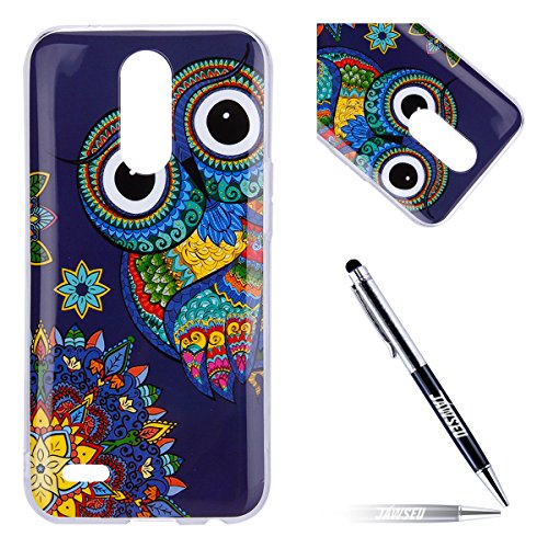 LG K10 2017 European version Case, LG K10 2017 European version Cover, JAWSEU Ultra-thin Crystal Clear Case for LG K10 2017 European version Skin Protective Bumper Shell Creative Light Slim Rubber Soft Transparent Silicone TPU Case Back Cover for LG K10 2017 European version - Blue owl