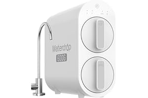 Waterdrop Reverse Osmosis Water Filtration System, TDS Reduction, Tankless, 1514 Liters/Day Fast Flow, Reduces TDS and Water Hardness, 1:1 Pure to Drain, FCC Listed, Brushed Nickel Based Faucet