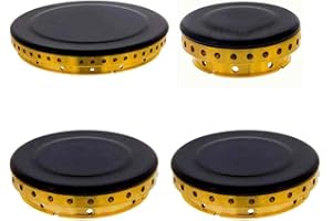 ALL4SALE Kit Universal de Tapetas y Aros para Cocinas de Gas, Metal Esmaltado, Redondo, Negro Brillante, 42/62/92mm, 4 Piezas, Compatible con Teka, Balay, Fagor