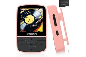 YOTON Bluetooth 5.2 MP3, Lecteur de Musique Portable de Sport 64 Go, avec Clip, Son HiFi de Haute Qualité, Volume Indépendant, Radio FM, avec Écouteurs, Prend en Charge Jusqu'à 128 Go, Rose