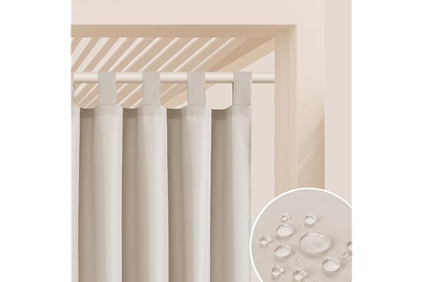ROOM99 Rideau d'Extérieur avec Pattes Garden Line 155 x 200 cm Largeur x Hauteur Impermeable pour Jardin pergola terrasse Curtain Beige Clair, 1 pièce