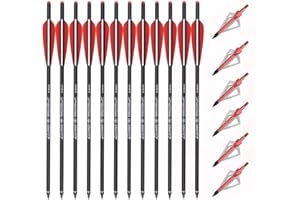 NIKA ARCHERY Boulons d'arbalète flèches en Carbone 18'' 20'' Pouces flèches d'arbalète pour la Chasse à l'arbalète tir à l'arc Cible pratiqu (12 pièces)