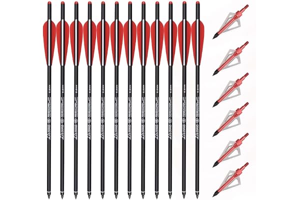 NIKA ARCHERY Boulons d'arbalète flèches en Carbone 18'' 20'' Pouces flèches d'arbalète pour la Chasse à l'arbalète tir à l'arc Cible pratiqu (12 pièces)