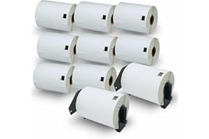 BETCKEY - 10 Rolek DK-11241 Etykiety Kompatybilne z Brother, 102mm x 152mmmm, 2000 Etykiety Samoprzylepne Używane do Drukarka etykiet Brother QL [2 Uchwyt Etykiet Wielokrotnego Użytku]