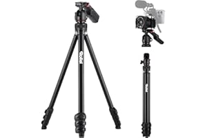 Treppiede Fotocamera da Viaggio 152cm, Rollei Compact Creator Cavalletto Fotografico Alluminio Leggero e Portatile con Supporto per Smartphone Integrato e Telecomando, Treppiede-Fotocamera-Tripod