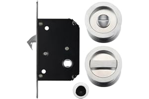 ZOO HARDWARE Sliding Pocket Door Bathroom Privacy Lock Set (Satin Nickle)