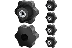 Caianwin 50#M8 6 Pezzi Manopola di Serraggio con Filettatura Zigrinata Dadi con Impugnatura a Stella in legno, Dispositivi Elettronici