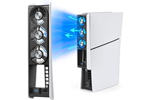 HEIYING Ventilateur pour PS5 Slim, Ventilateur à Vitesse Réglable pour Playstation 5 Slim Console Accessoires Système de Refroidissement Horizontal avec Lumière LED et Hub USB.