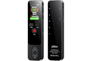 JOLIKER 64GB Registratore Vocale Digitale, Registratore Audio con Registrazione Rapida con Un Solo Pulsante, Digitale Registratore Audio Piccolo Portatile Linea USB C Monitor Password, con Lettore MP3