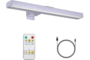 MIOBLUE Wireless Picture Lights with Remote, Rechargeable Battery Painting Light Display Lamp with 3 Lighting Modes, Dimmable Dartboard Light with Timer for Frame Portrait Art, Metal Body Silver