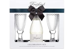 Prosecco Gift Set, Contains 1 x 200ml Extra Dry Sparkling Wine & Two Cut Glass Flute Glasses, Great Birthday Gifts for Women, Christmas Gifts for Stocking Fillers Prosecco Set By Blue Tree Gifts.