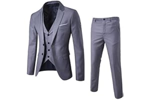 Cocila Traje de 2/3 Piezas Slim Fit Traje de Hombre Slim 3 Piezas Traje de Negocios Boda Fiesta Chaqueta Chaleco y Pantalones Abrigo Trajes El Ganso Hombre Blazer Tallas Grandes