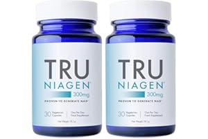 TRU NIAGEN │ Suppléments de nicotinamide riboside NAD+ pour réduire l'épuisement et la fatigue, formule brevetée NR, 30 pièces, 300 mg par portion (2 mois / 2 bouteilles)