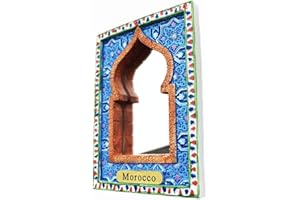 WEDARE MAGNET SOUVENIR Calamita da frigorifero 3D con specchio da intaglio, realizzato a mano, decorazione per casa e cucina, collezione di magneti per frigorifero Marocco