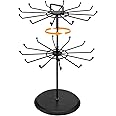 MyGift Black Metal Jewelry Organizer Tower Necklace Tree Bracelet Display Stand w/Hairclip Holder
