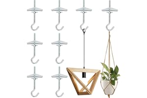 WEDNOK 8 Pcs Wing Spring Toggle Hooks Plasterboard Ceiling Hook M5/95mm Galvanized Steel Mount Hook Fixing Anchors with Threaded Hooks for Drywall Cavity Hollow Wall Board Plank Hanging Plants Lights