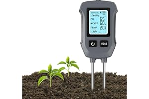 Uzoli SGS13 Testeur d'humidité du Sol Plantes, 5 en 1 Appareil de Mesure du Sol pour fertilité, Valeur ph, Intensité Lumineuse, Température, Humidité du Sol, Hygromètre pour Jardin et pelouse