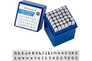 BENECREAT 36 Pack (3mm) Sellos de Letras y Números Herramientas Mate Estampadas de Metal - Material de Acero de Carbono Duro Galvanizado para Perforación Metal, Joyería, Cuero