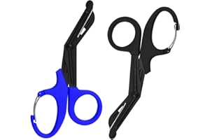 ZENGJUNWEI 2 Ciseau D'urgence de 19cm, Ciseaux Infirmière Ciseaux À Gaze Avec Boucle Pour Les Services de Secours Ou Les Tâches Quotidiennes (Noir et bleu)